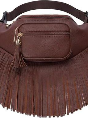 New Fringe Boho Waist Bag Fanny Pack with Multi Zipper Pockets UNIQUE Style
